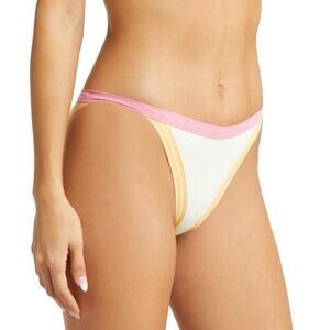 L*Space Vacay Bottom Classic Ribbed Swim Bikini Bottoms Contrast Trim NWT Size M